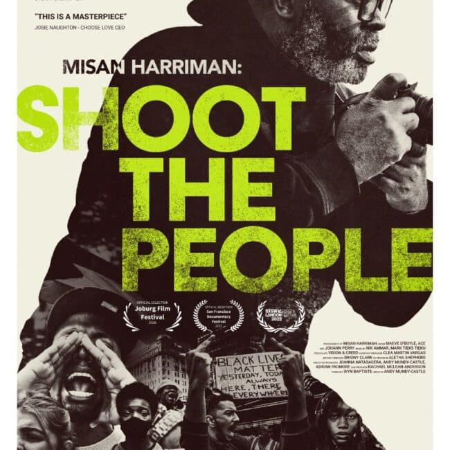 Promotional image for the upcoming Shoot the People: Film Screening at Wimbledon BookFest.